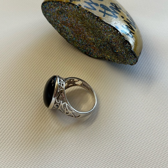 925 Sterling Silver Ring With Onyx Stone - Picture 7 of 10